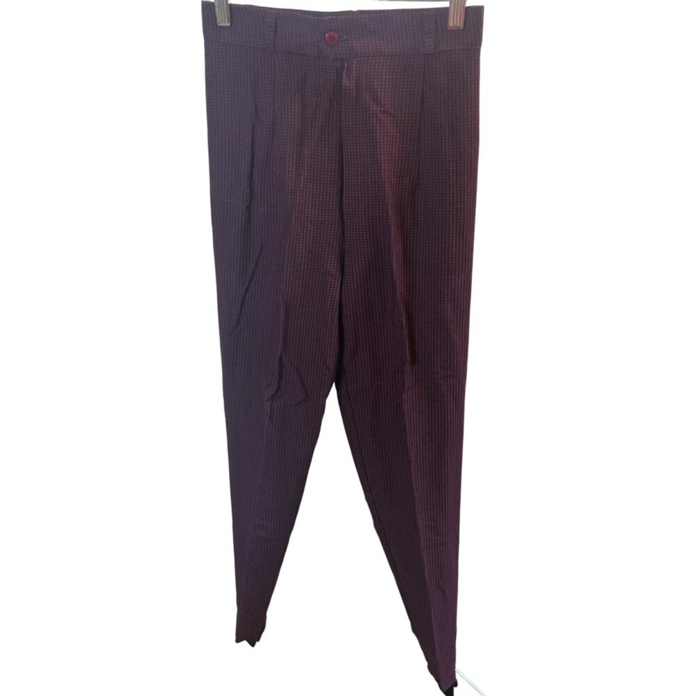Vintage 80s 90s Stringbean Maroon Black Checked Stirrup Pants